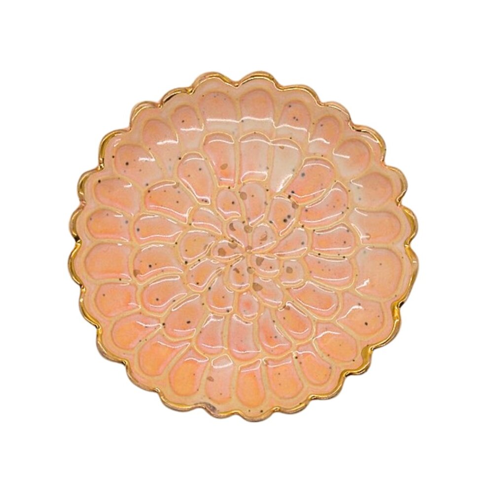 Anthropologie Ceramic Decorative Dish – Pink & Gold Floral – Perfect Holiday Gif